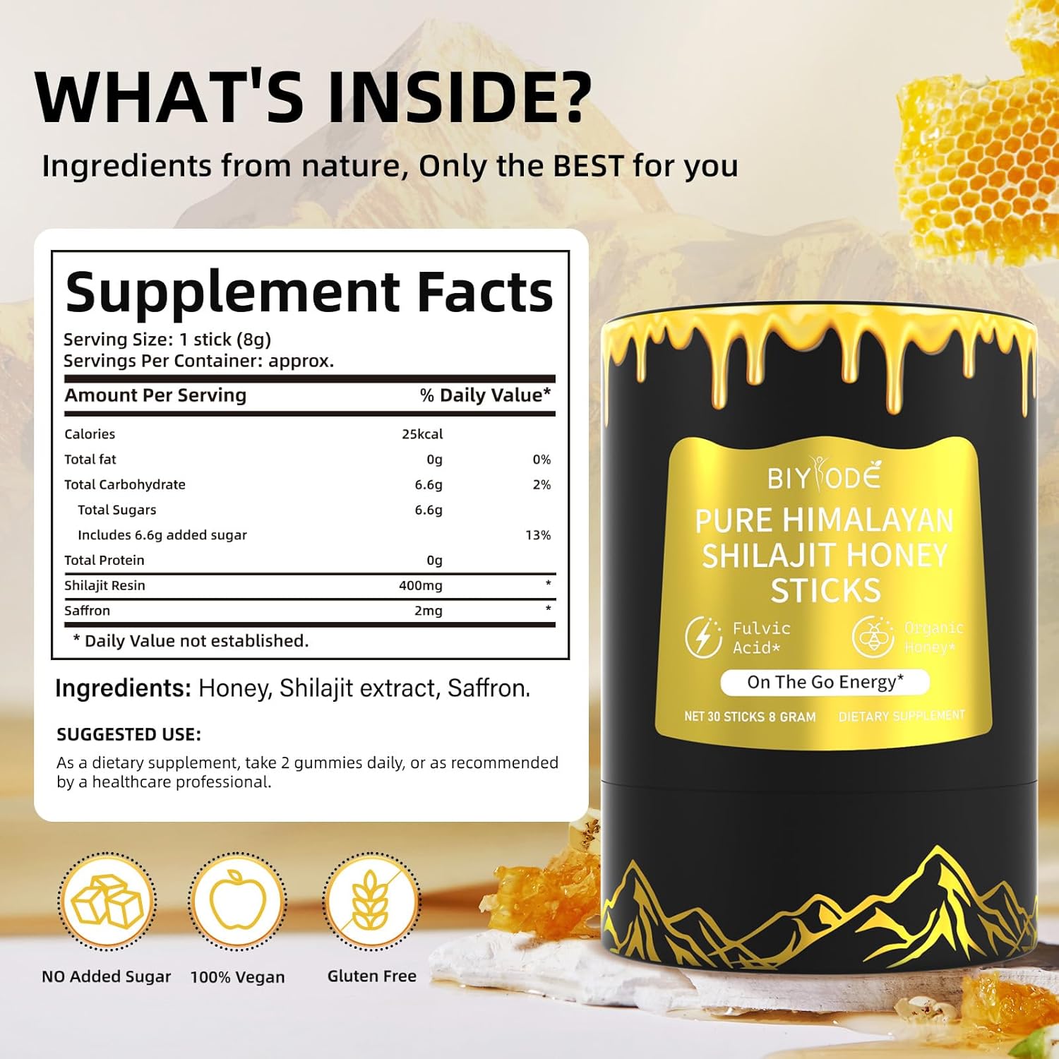 Himalayan Pure Shilajit Sticks with Organic Honey