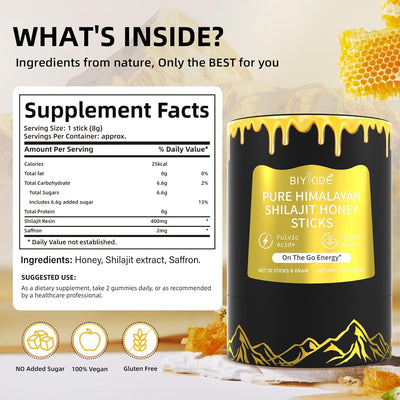 Himalayan Pure Shilajit Sticks with Organic Honey