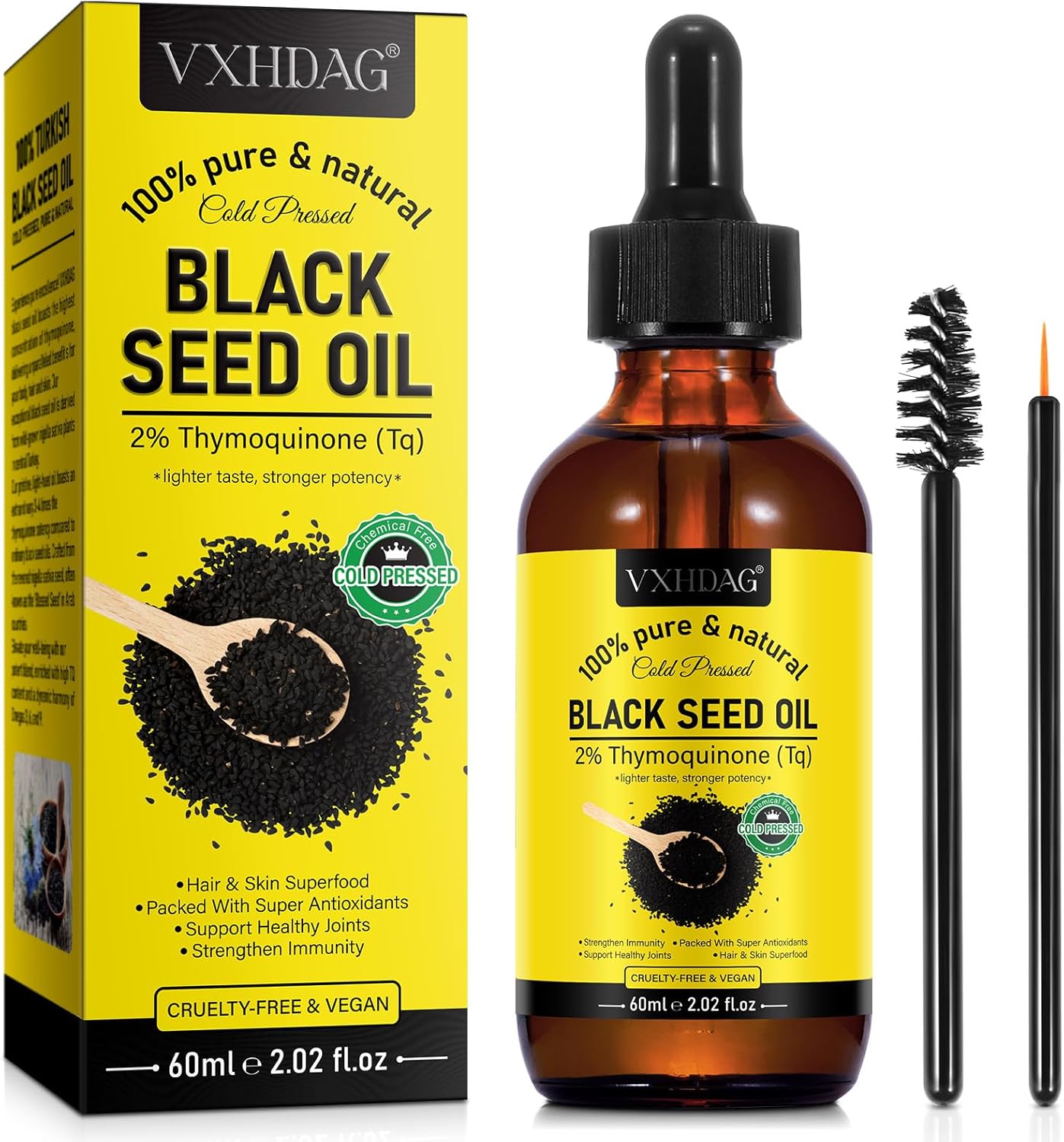 Black Seed Oil 100% Virgin Cold Pressed Premium Black Seed Oil, Omega 3 6 9 and Antioxidants