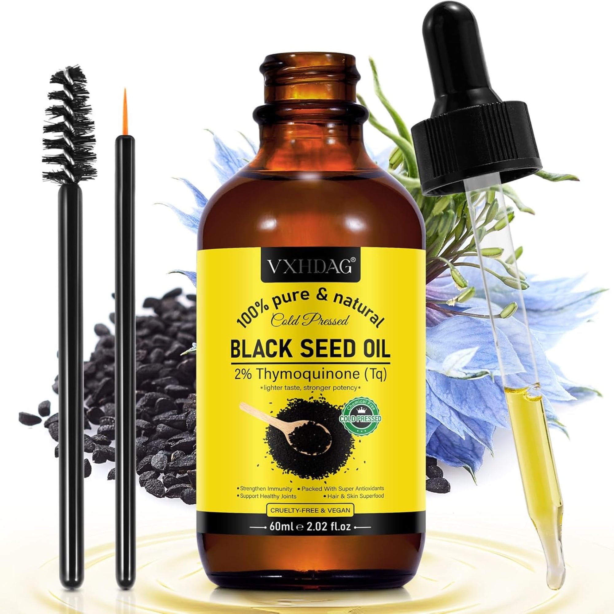 Black Seed Oil 100% Virgin Cold Pressed Premium Black Seed Oil, Omega 3 6 9 and Antioxidants