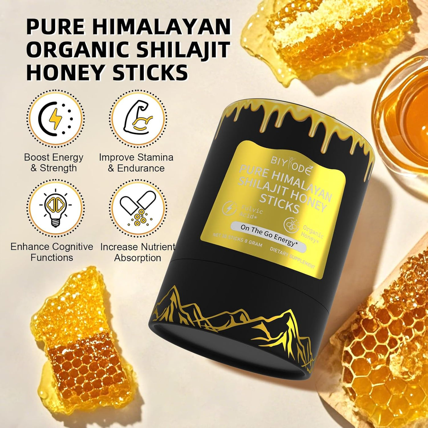 Himalayan Pure Shilajit Sticks with Organic Honey