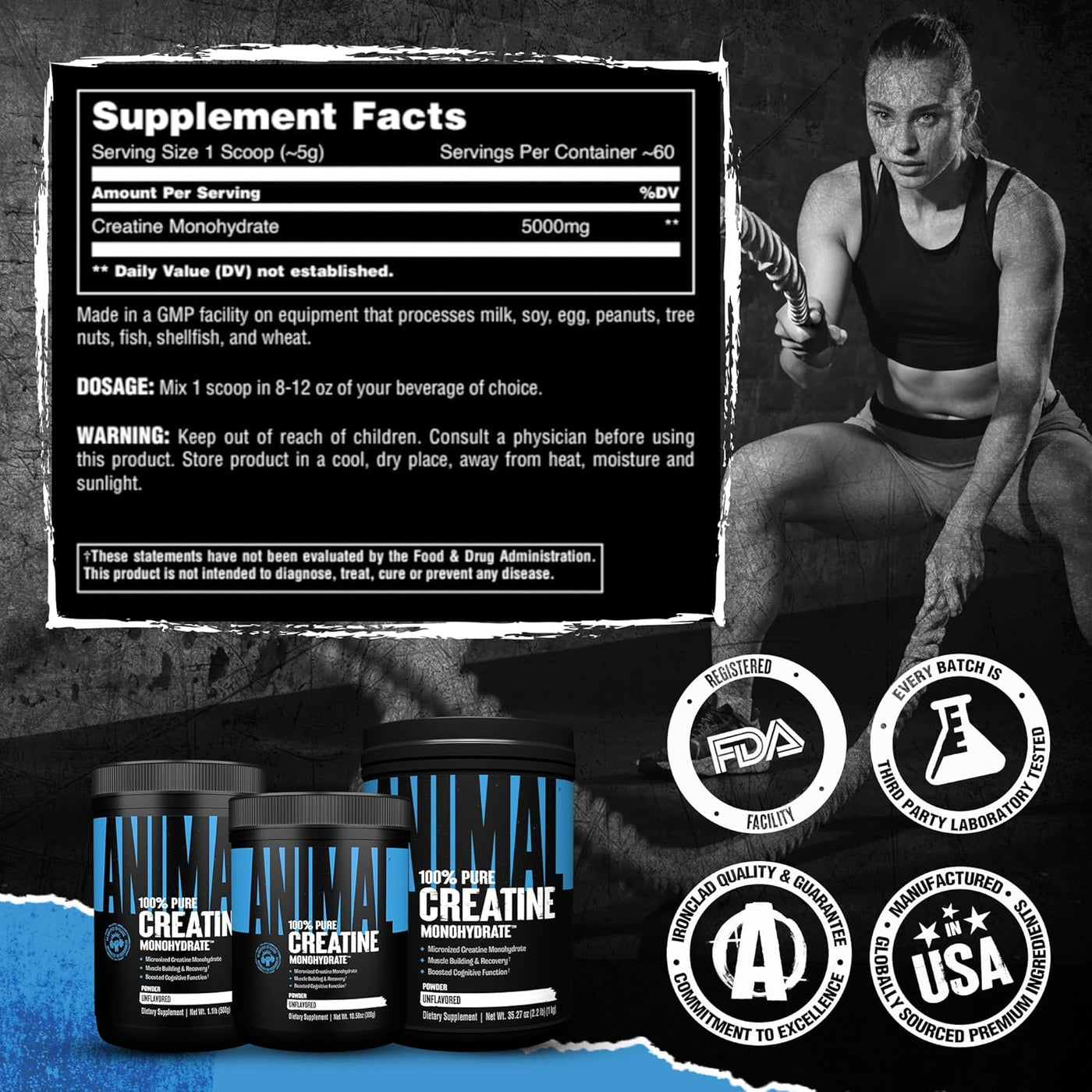 Animal Creatine Monohydrate Powder 300g
