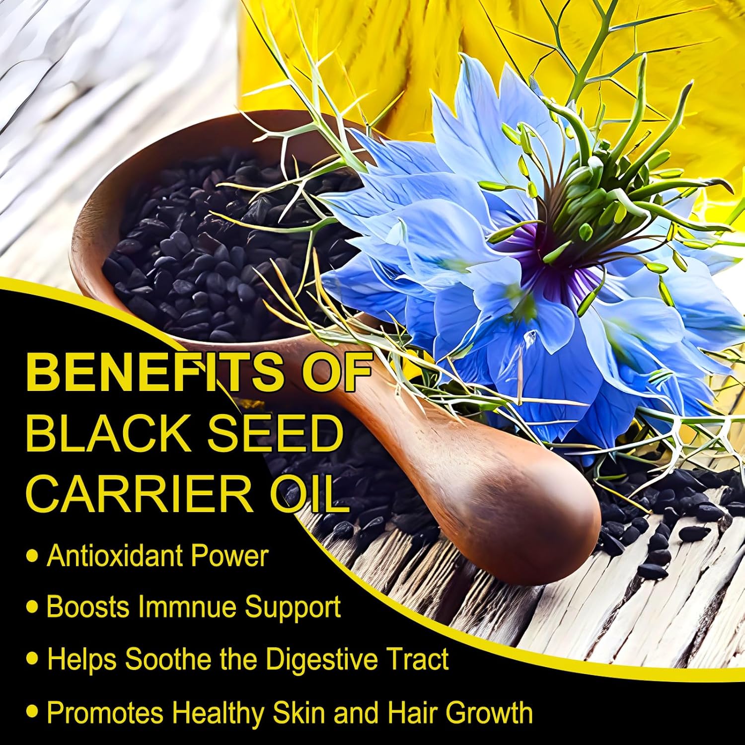 Black Seed Oil 100% Virgin Cold Pressed Premium Black Seed Oil, Omega 3 6 9 and Antioxidants